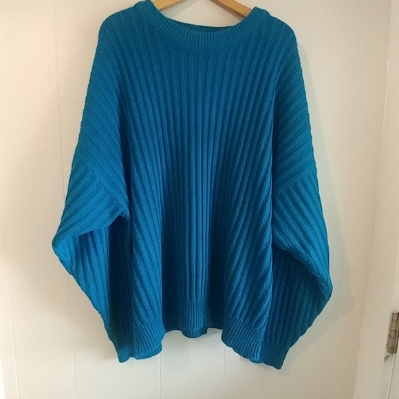 Todays News Sweaters - Vintage Todays News Blue Pullover Sweater Ribbed